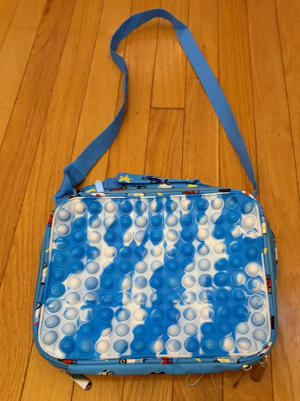 Blue Bubble Pop and emergency vehicle Crossbody Lunch Bag